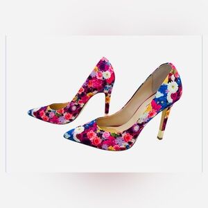Guess Floral Pointed Toe Floral Pumps 3” High Heels Shoes Stiletto Size 8.5